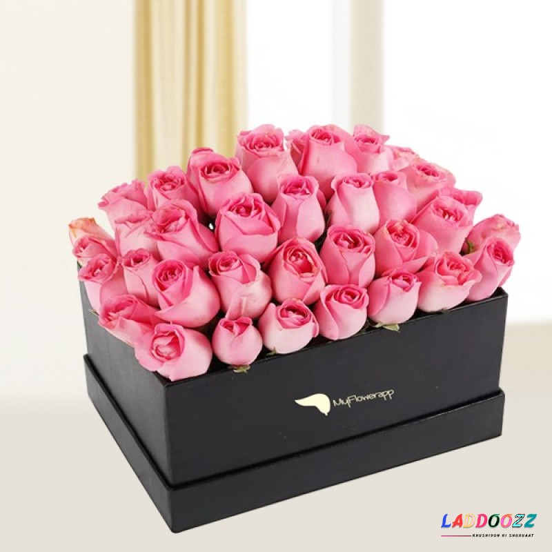 Charming 40 Pink Roses in a Box 