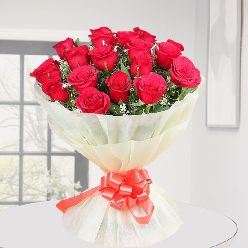  18 Red Roses Flowers Bookey