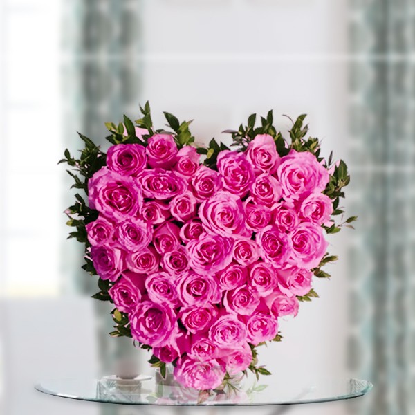 Fresh Flower Pink Roses Heart 