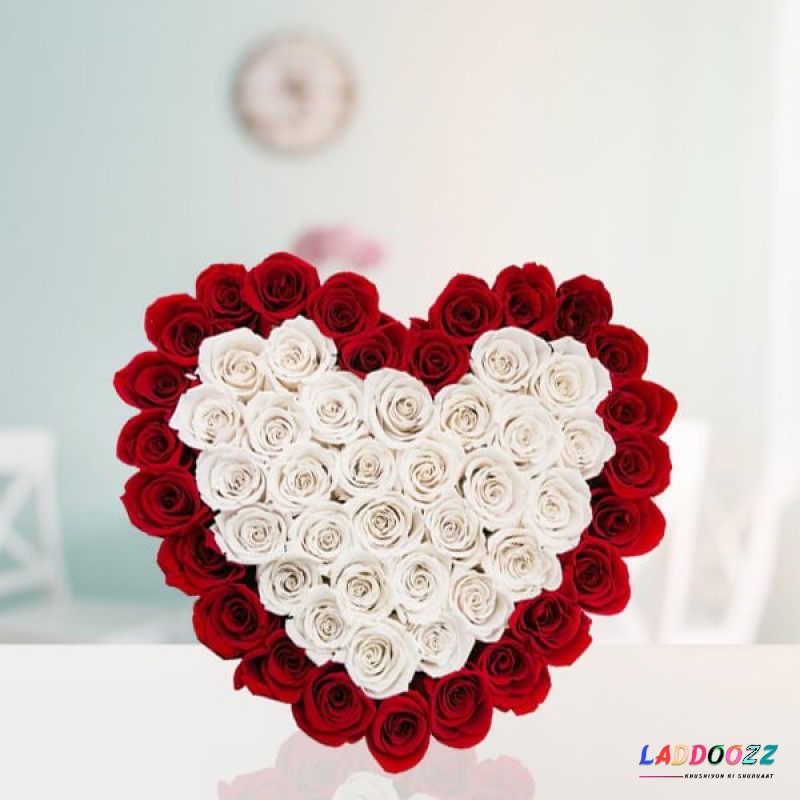 Red & White Roses Heart 